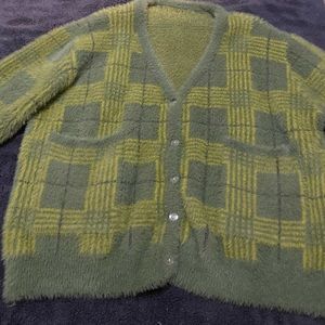 Ty Green Fluffy Cardigan